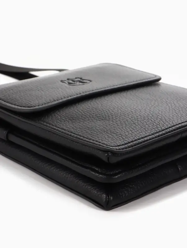 Сумка планшет мужская, на молнии, два наружных кармана, длинный ремень, 19&times;8&times;23 см, чёрная