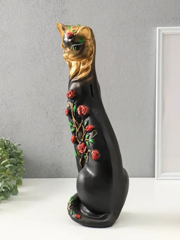Копилка для денег &laquo;Кошка Маркиза с розами&raquo;, гипс, 48&times;18&times;15 см