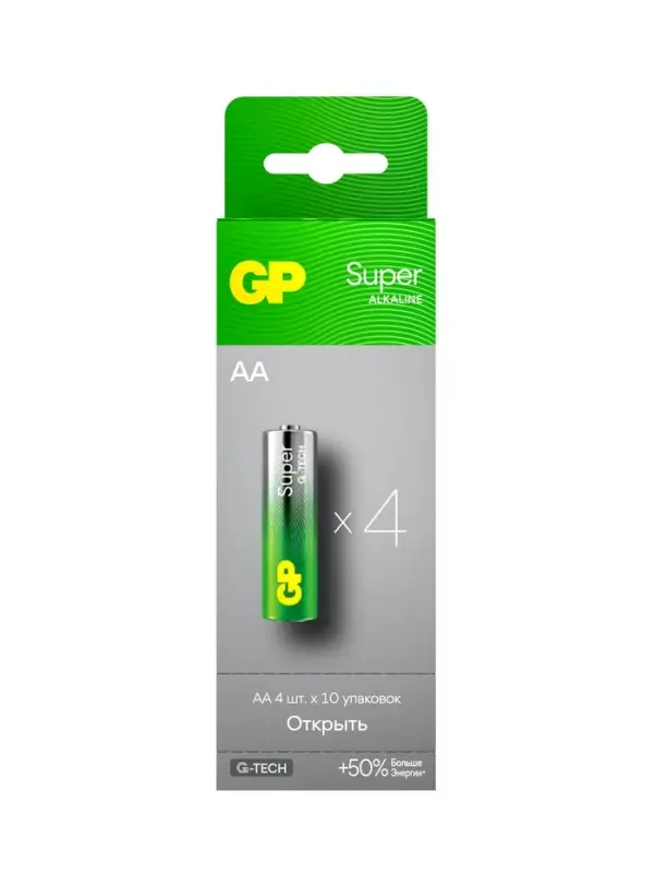 Батарейка алкалиновая GP Super, AA, LR6-40BOX, 1.5 В, набор, 40 шт.