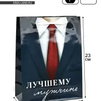 Пакет подарочный ламинированный, упаковка, &laquo;Лучшему мужчине&raquo;, MS 18&times;23&times;8 см