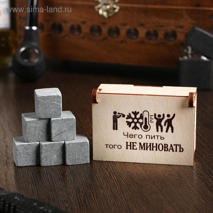Камни для виски Камни для виски "Чего пить того не миновать", в шкатулке, натуральный стеатит, 6 шт