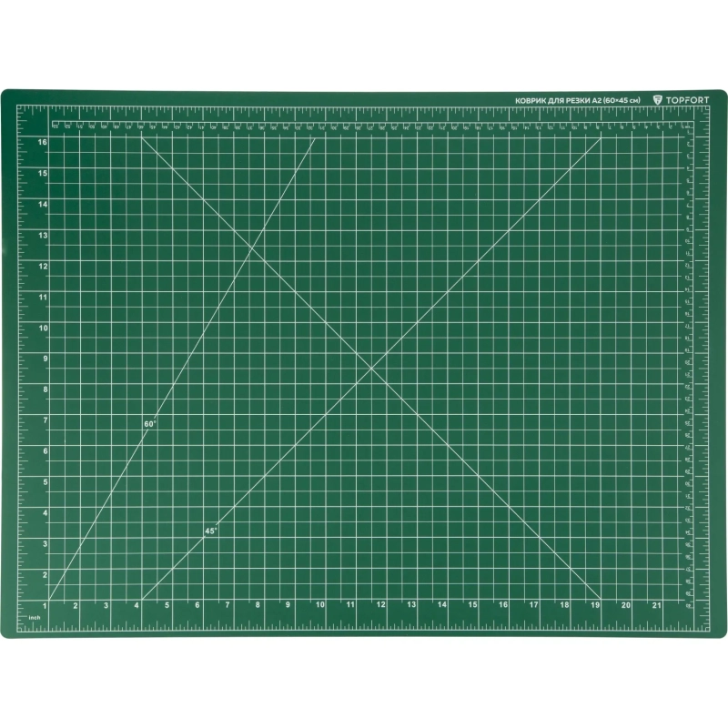 Коврик для резки Topfort 3х-слойный А2 (60х45см),2х-сторонний,зеленый