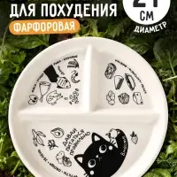 Менажница &laquo;Давай правильно питаться&raquo;, 21 см, 3 ячейки, керамическая