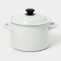 Кастрюля эмалированная, 4 л, d=21.3 см, с крышкой, без декора, белая