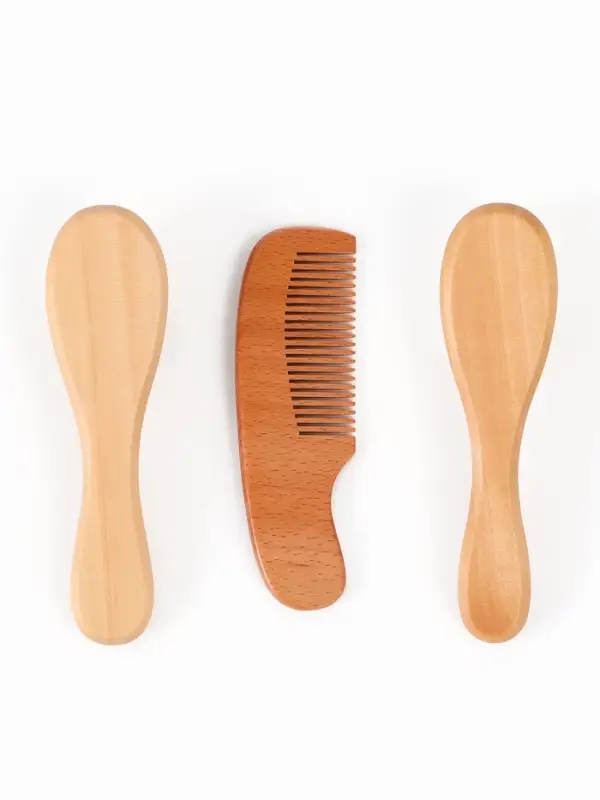 Набор деревянных расчесок детских с натуральной щетиной, 3 шт в коробке, M&B Набор деревянных расчесок детских с натуральной щетиной, 3 шт в коробке, M&B