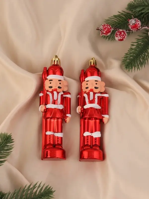 Ёлочные игрушки 2 шт. &laquo;Зимнее волшебство. Щелкунчик&raquo;,14&times;3 см, бело-красный