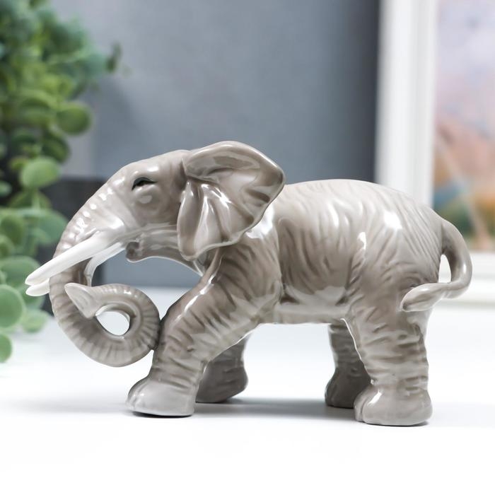 Сувенир керамика Сувенир керамика "Серый слон - хобот закручен" 10,5 см