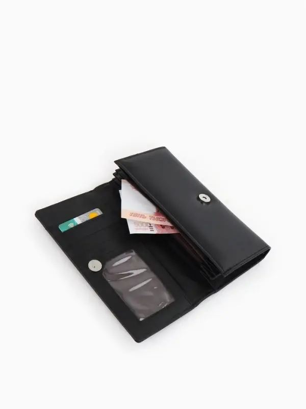 Кошелек жен 06-01-01 Июнь2523, 19*3*10 см, 3 отд+отд/молн, д/карт, д/монет, на магните черн 109097 Кошелек жен 06-01-01 Июнь2523, 19*3*10 см, 3 отд+отд/молн, д/карт, д/монет, на магните черн 109097