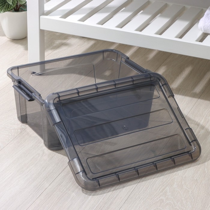 Контейнер для хранения с крышкой «Кип», 11 л, 37,5×28,5×16 см, цвет чёрный прозрачный Контейнер для хранения с крышкой «Кип», 11 л, 37,5×28,5×16 см, цвет чёрный прозрачный