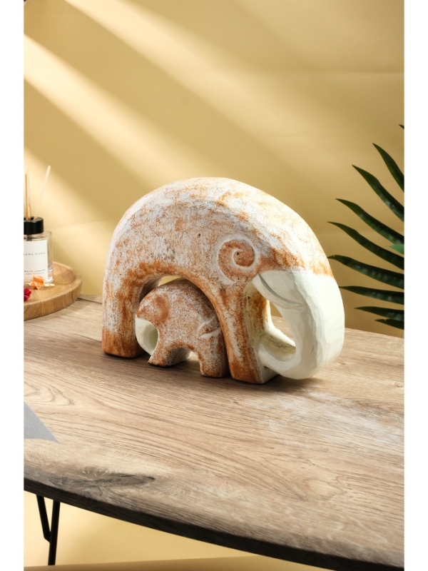 Сувенирный набор "Слониха со слоненком" дерево Албезия, 24х5х18 см, бело-коричневый