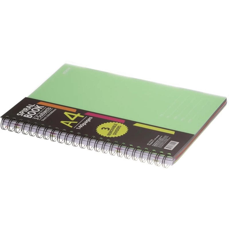 Бизнес-тетрадь 140л,кл,А4,SPIRAL BOOK Салатовый,евросп,обл.пл,раздел.84102