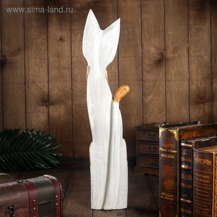 Сувенир дерево Сувенир дерево "Кошка с мозаичными вставками" серая 60х12х6 см