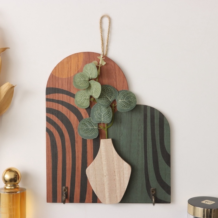 Крючки декоративные дерево Крючки декоративные дерево "Абстракция. Цветочек в вазе" 1,5х19,2х23,3 см