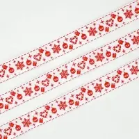 Лента декоративная репсовая &laquo;Новогодние игрушки и подарки&raquo;, белая, 2 см &times; 5 м