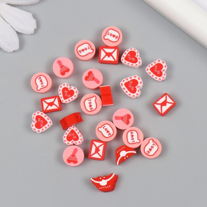 Бусины для творчества пластик Бусины для творчества пластик "Любовное настроение" набор 25 шт 1х1х0,5 см