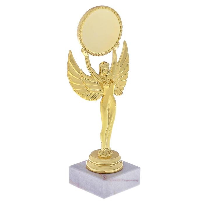 Наградная фигура «Ника с шаром», подставка камень белая, 18 х 7 х 5 см. Наградная фигура «Ника с шаром», подставка камень белая, 18 х 7 х 5 см.