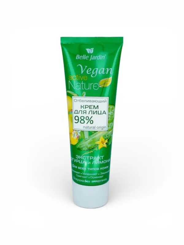 Крем для лица отбеливающий B.J.Active Nature Vegan с экстрактом огурца  и лимона, 85 мл