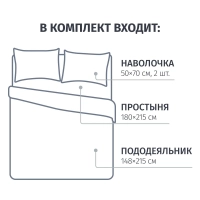 Постельное белье 1,5сп Сатин премиум (нав.50х70-2шт) Blossom,929254