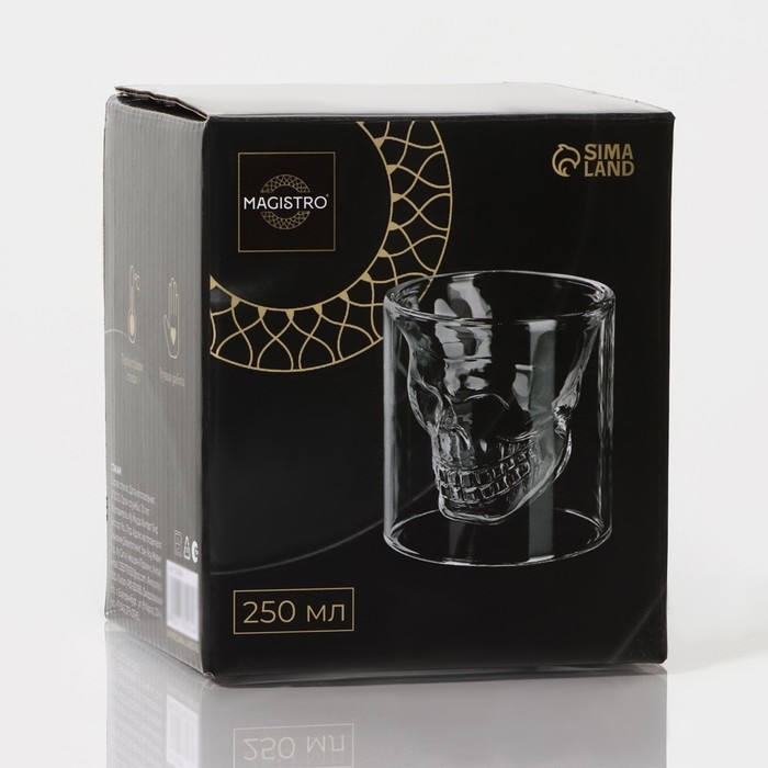 Стакан с двойными стенками Magistro «Череп», 250 мл, 9×10 см Стакан с двойными стенками Magistro «Череп», 250 мл, 9×10 см