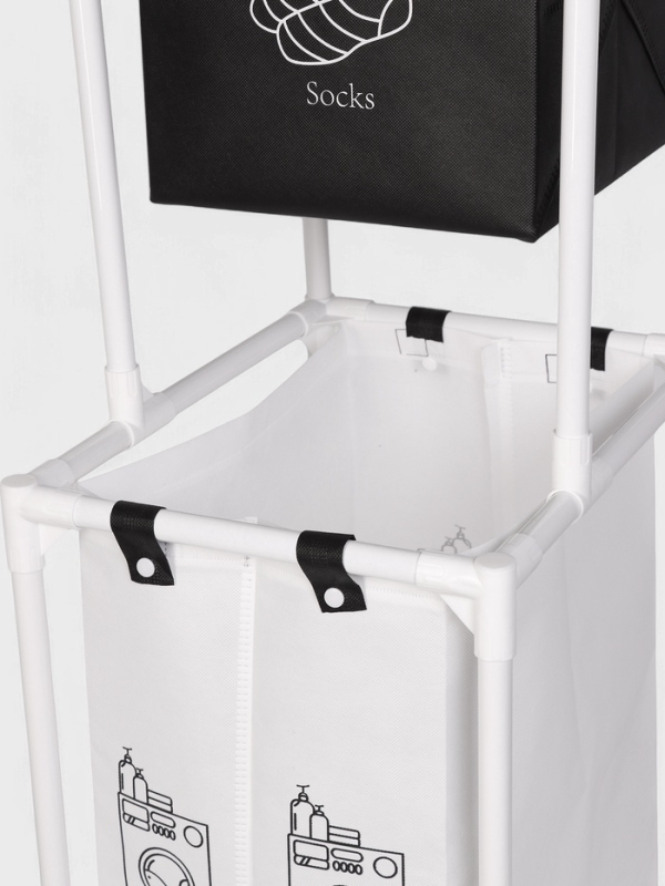 Корзина для белья складная 28х39х95 см, цвет черный, белый Корзина для белья складная 28х39х95 см, цвет черный, белый