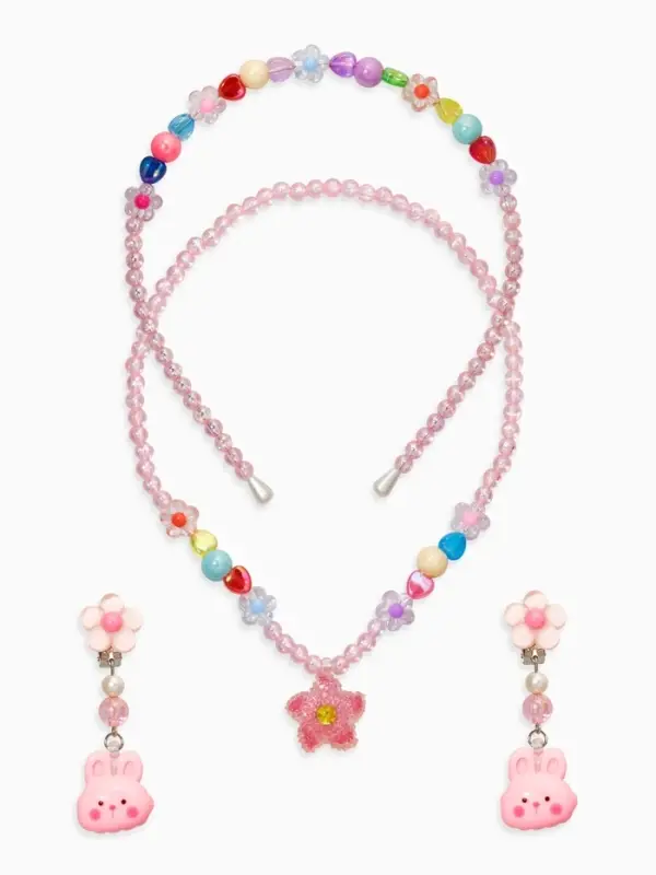 Комплект детский «Выбражулька» 3 предмета, клипсы, бусы, ободок, крлики, цветной Комплект детский «Выбражулька» 3 предмета, клипсы, бусы, ободок, крлики, цветной