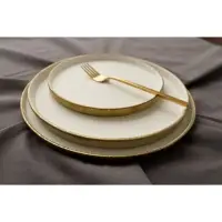 Блюдо фарфоровое сервировочное с бортиком Magistro Poursephona, d=25.5 см, бежевый