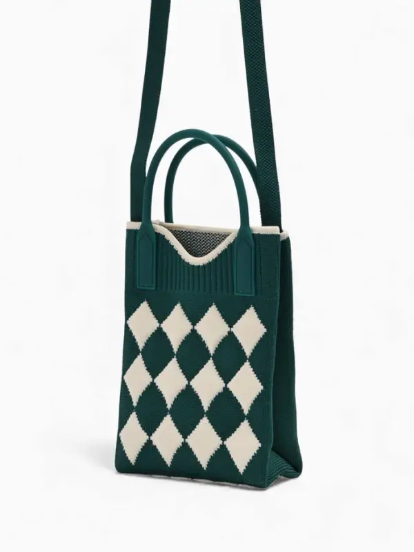 Сумка подр Ромбы, 12*4*17, отд на кнопке, дл ремень, зеленый Сумка подр Ромбы, 12*4*17, отд на кнопке, дл ремень, зеленый