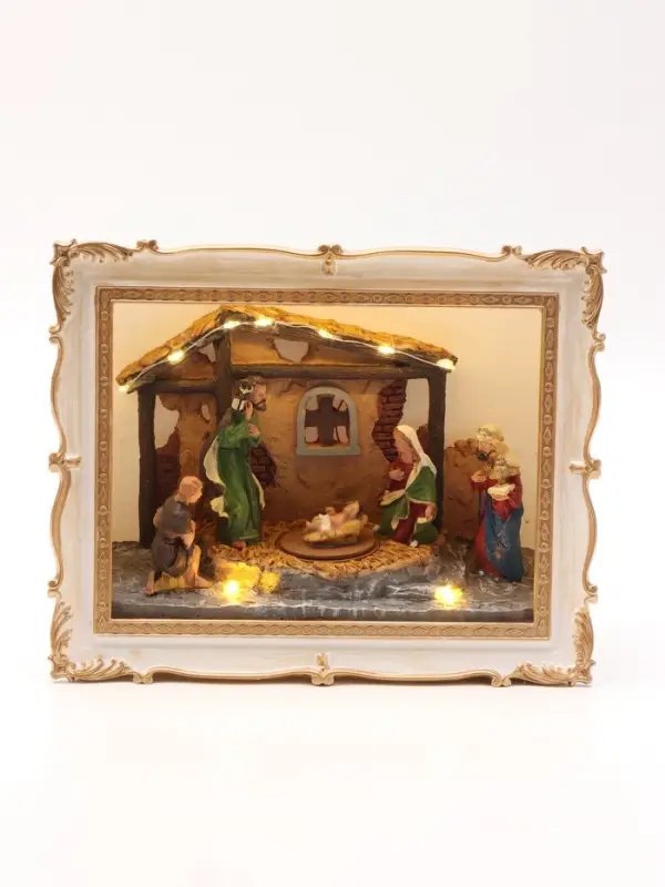 Фигура светодиодная &laquo;Рождество, рамка&raquo;, 25&times;20&times;10.5 см, музыкальная, USB, от батареек AAx3, свечение тёплое белое