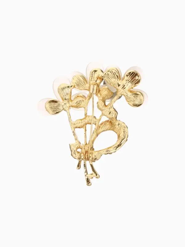 Брошь &laquo;Трилистники&raquo;, белая в золоте