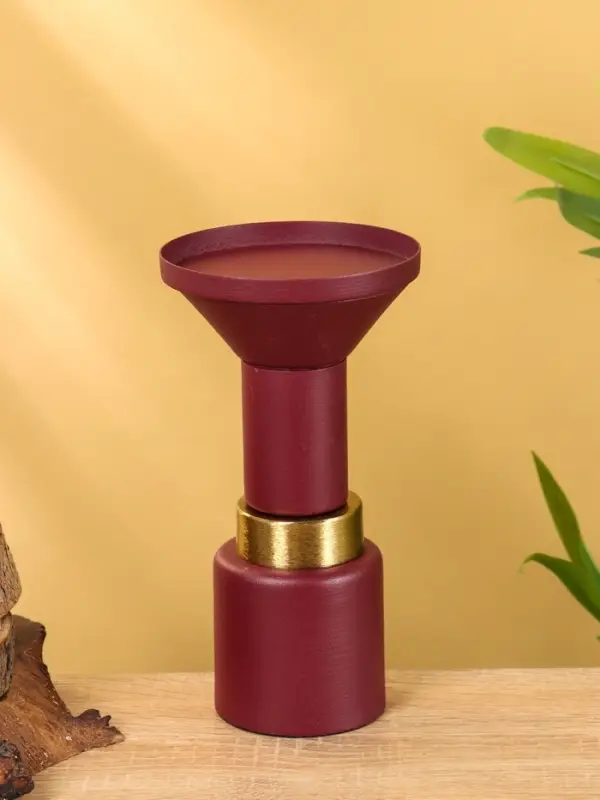 Подсвечник на 1 свечу текстурный "Баклажановый" 10,5х10,5х20 см