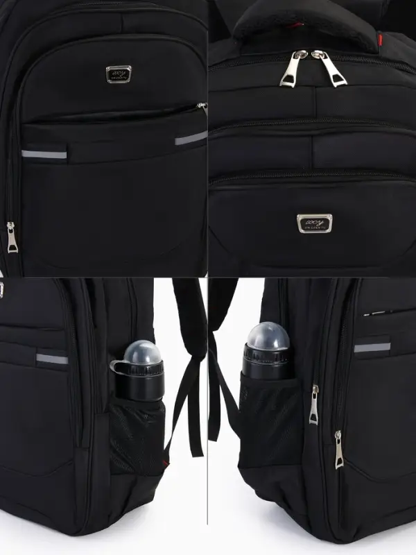 Рюкзак молодёжный, со светоотражающими элементами, 37&times;17&times;54 см, 2 отдела, 4 кармана, чёрный