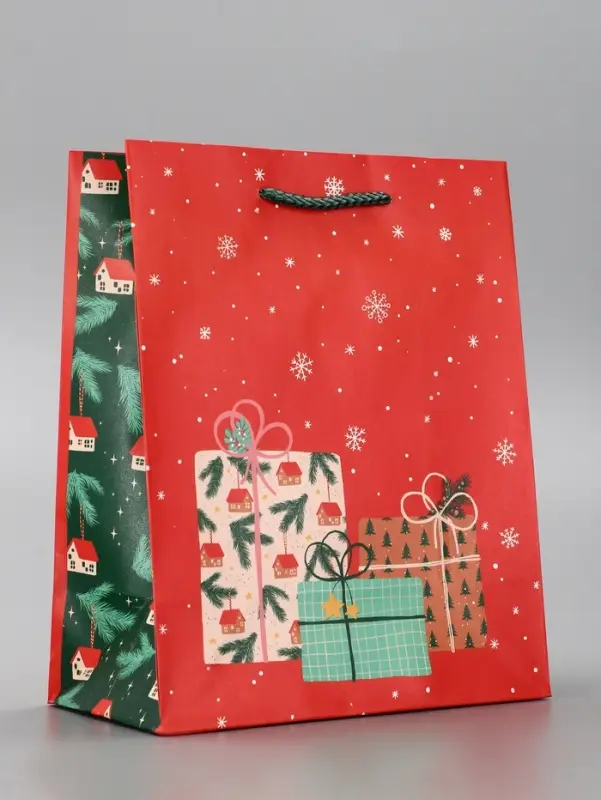 Пакет подарочный ламинированный, Пакет подарочный ламинированный, "Подарки" , 18 х 10 х 22,3 см