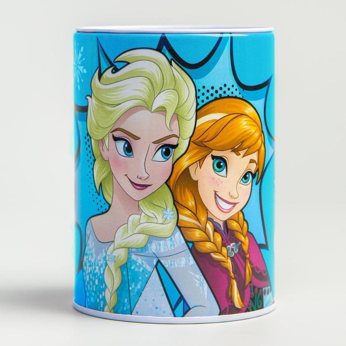 Копилка металлическая, 6,5 см х 6,5 см х 12 см Копилка металлическая, 6,5 см х 6,5 см х 12 см "Анна и Эльза", Холодное сердце