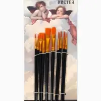 Кисть для рисования, набор 10 шт. синтетика &laquo;Ангел&raquo; № 1, 2, 2/0, 3, 4, 5, 5/8, 6, 8