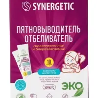 Пятновыводитель-отбеливатель Synergetic, порошок, биоразлагаемый, гипоаллергенный,10 стиков