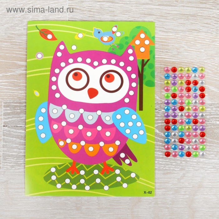Аппликация круглыми стразами «Совушка» Аппликация круглыми стразами «Совушка»