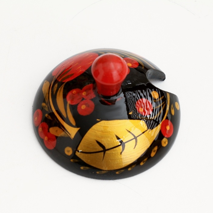 Солонка «Ягодка», с крышкой, большая, 10×8 см, хохлома Солонка «Ягодка», с крышкой, большая, 10×8 см, хохлома