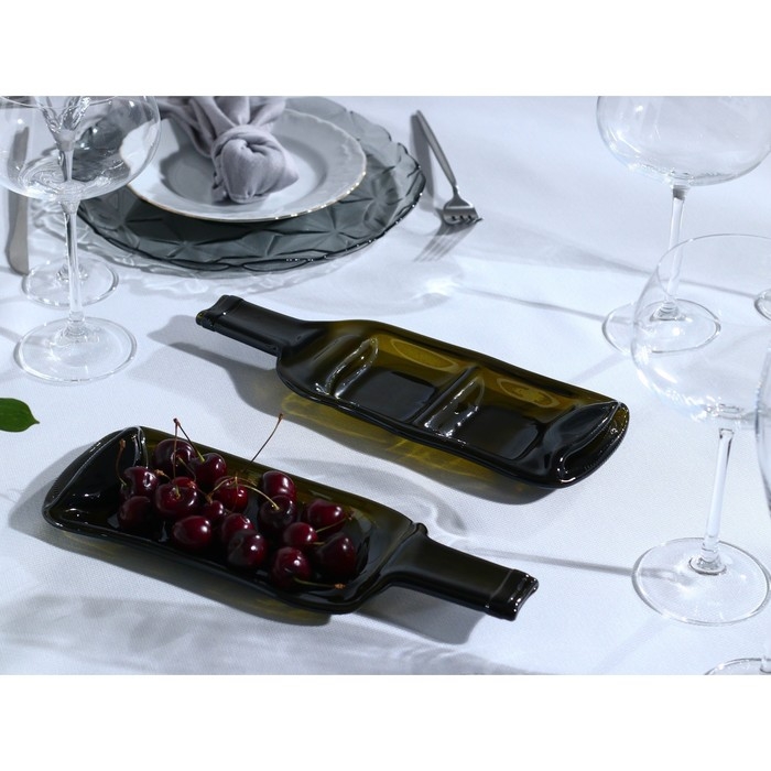 Менажница из бутылки «Селена», 30×15×2 см, с двумя отделениями