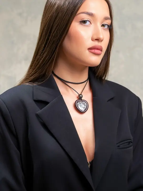 Кулон на шнурке &laquo;Сердце и бусина&raquo;, регулируемый, L=90 см, чёрный