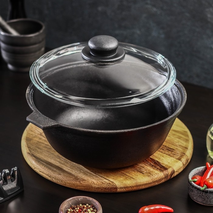 Котел литой чугунный Magma, 3 л, стеклянная крышка Котел литой чугунный Magma, 3 л, стеклянная крышка