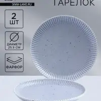 Тарелки Доляна &laquo;Коралл&raquo;, d=25.9 см, набор 2 шт., фарфор, голубые