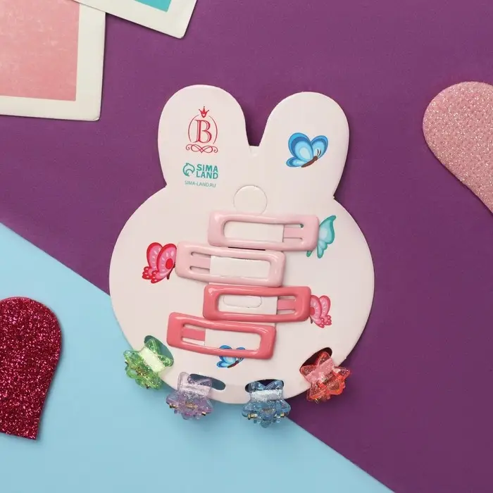 Набор для волос Набор для волос "Маленькая звездочка" (4 невидимки,4 крабика) розовый