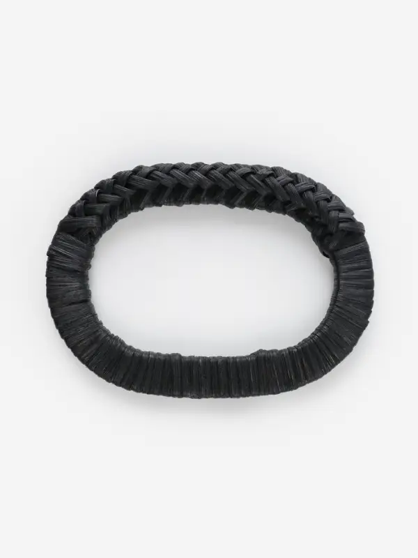 Ручки для сумок деревянные, плетёные, d=9.8&times;5.9 / 13.5&times;9.5 см, 2 шт., чёрные