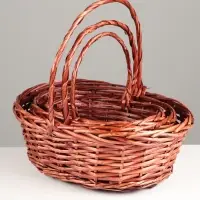 Корзина плетёная для хранения, ива, коричневая, набор 3 шт.
