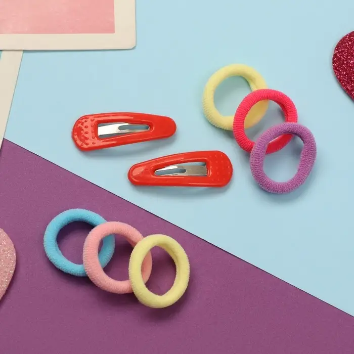 Набор для волос Набор для волос "Карамель" (10 резинок 1,5 см, 2 невидимки 3 см) классика, красный