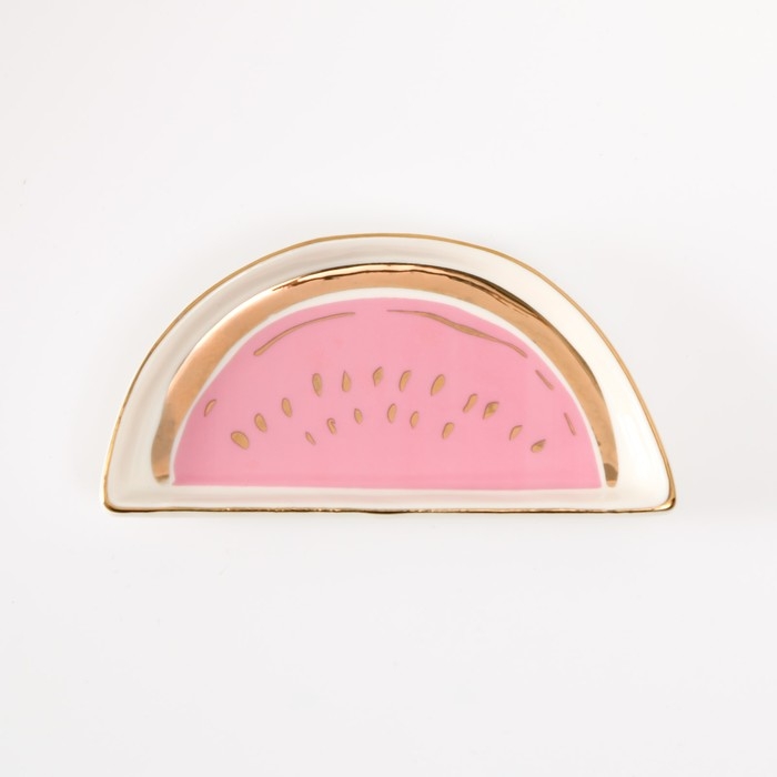 Сувенир керамика подставка под кольца Сувенир керамика подставка под кольца "Кусочек арбуза" 12х6х1,6 см