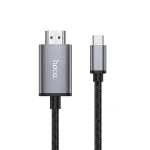 Кабель UA27 HOCO Type-C на HDMI 2M серый металлик