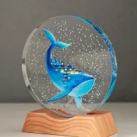 Сувенир стекло свет "Диск. Кит" 5хLED d=10 см, USB, цветной 10х4х11,4 см Сувенир стекло свет "Диск. Кит" 5хLED d=10 см, USB, цветной 10х4х11,4 см