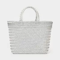 Сумка плетёная, 30&times;15&times;35 см, пластик, белая с чёрным