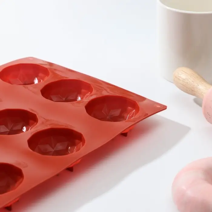 Форма для выпечки Доляна «Кристалл», силикон, 12 ячеек, 29×17×2,2 см, d=4,5 см, цвет коричневый